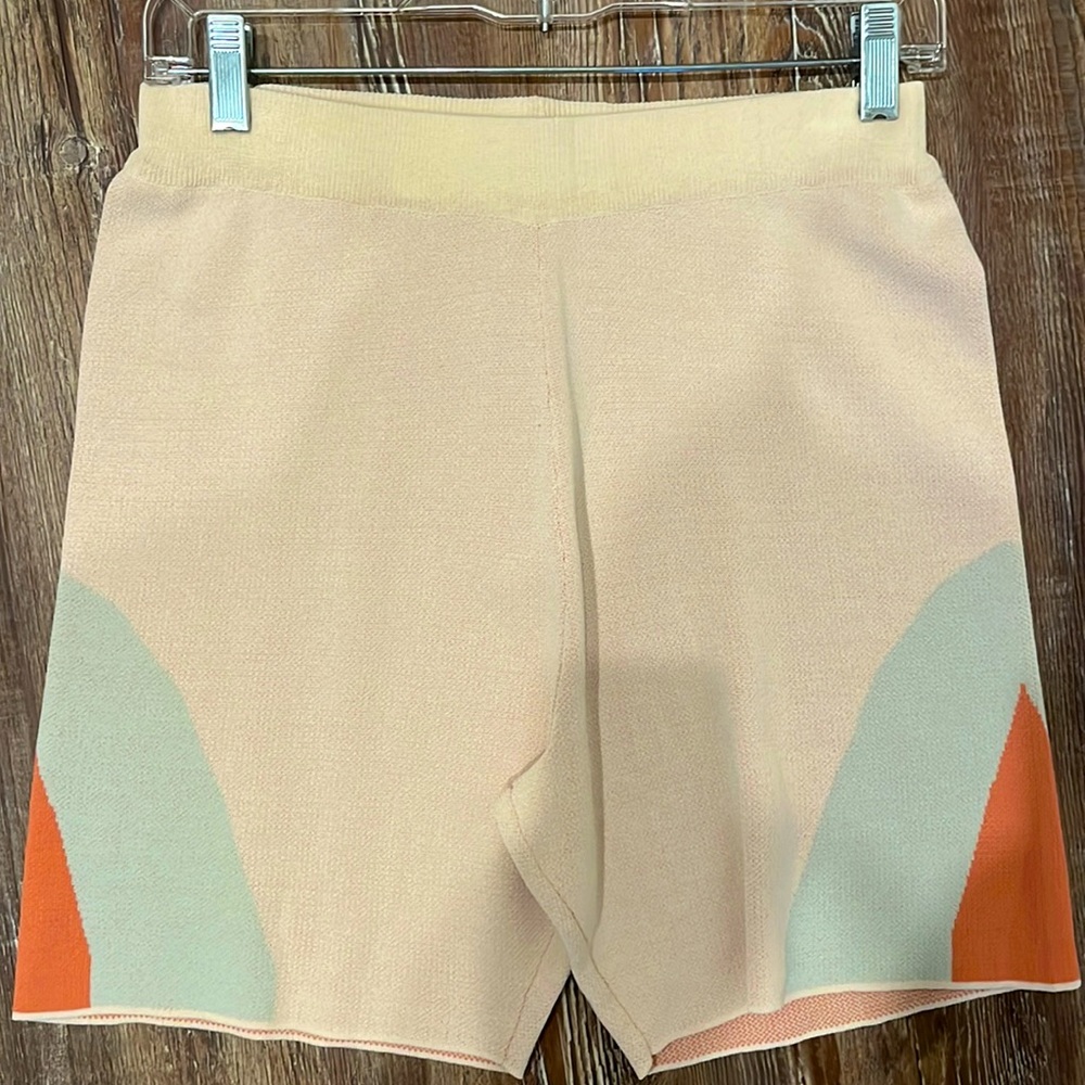 Mystree Color Block Sweater Shorts Pink Small
